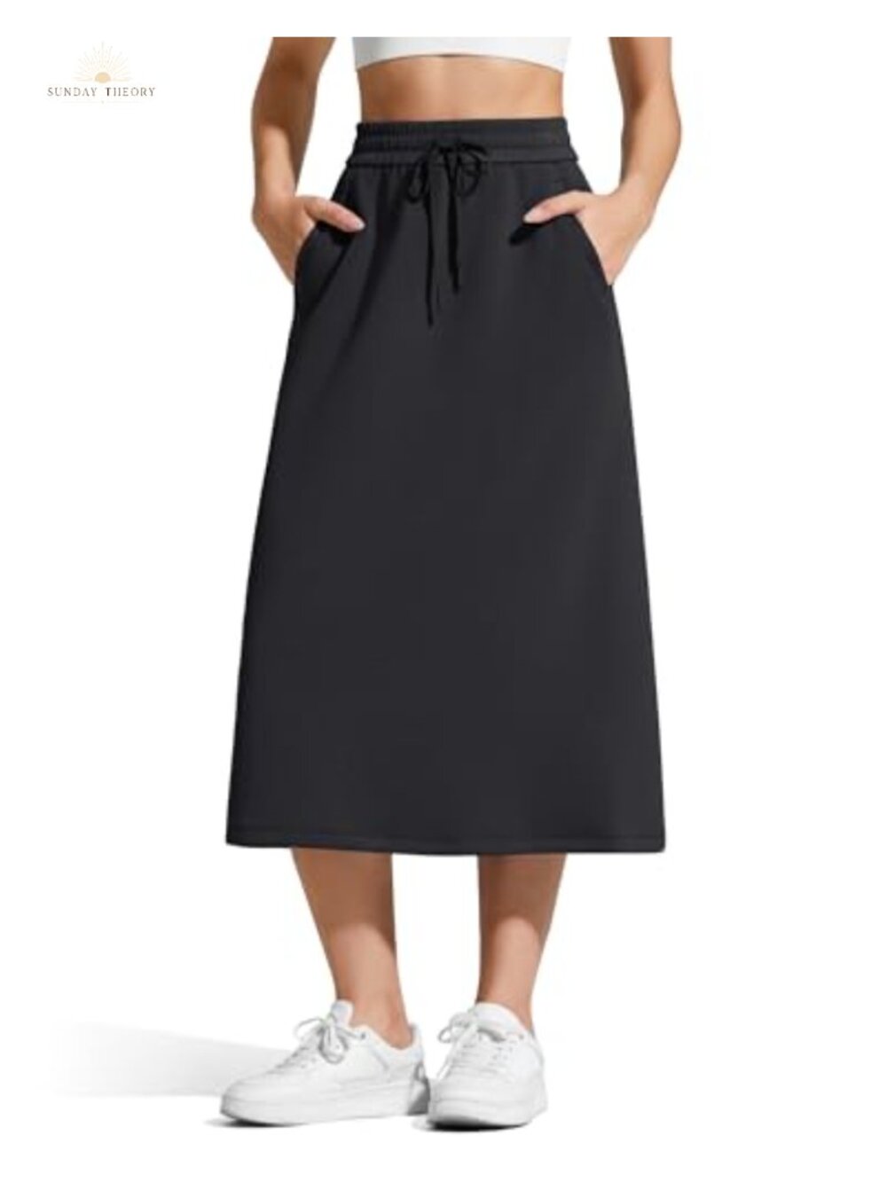 Modal Maxi Skirt Drawstring with 2 Pockets Soft Casual Lounge